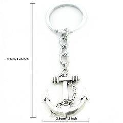 Ship's Anchor Keychains Vintage Antique Silver Plated Alloy Big Arrow Keyholder