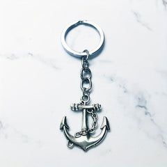 Ship's Anchor Keychains Vintage Antique Silver Plated Alloy Big Arrow Keyholder