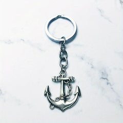 Ship's Anchor Keychains Vintage Antique Silver Plated Alloy Big Arrow Keyholder