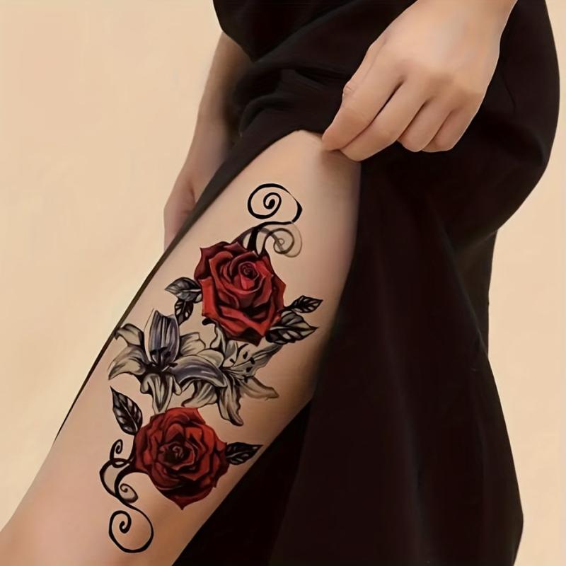 Rose Patterned Tattoo Stickers Waterproof Long Lasting