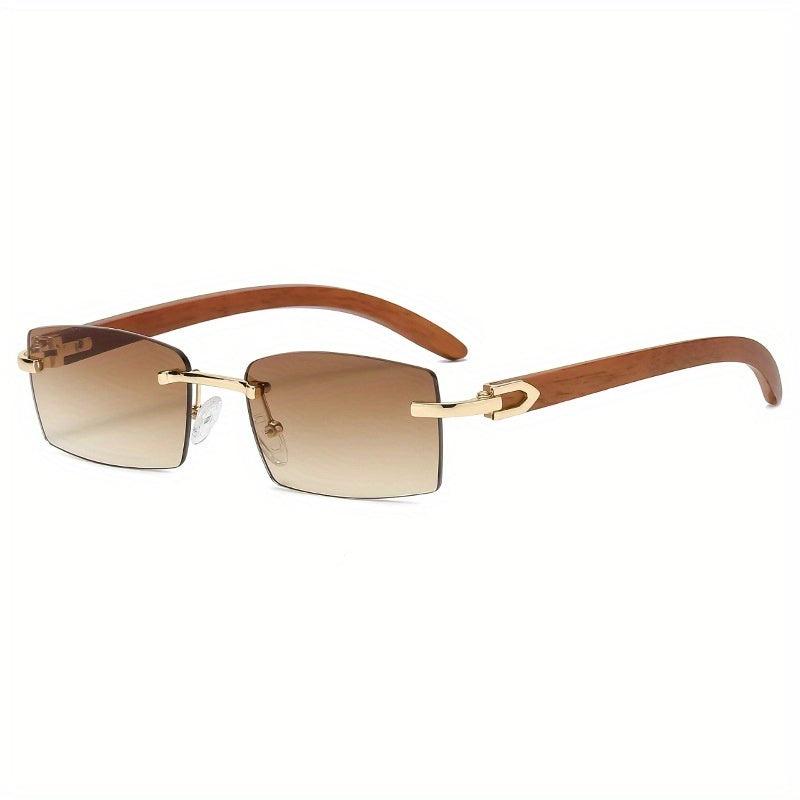 Men's Rimless Ocean Piece Clear Sunglasses with Diamond Trim