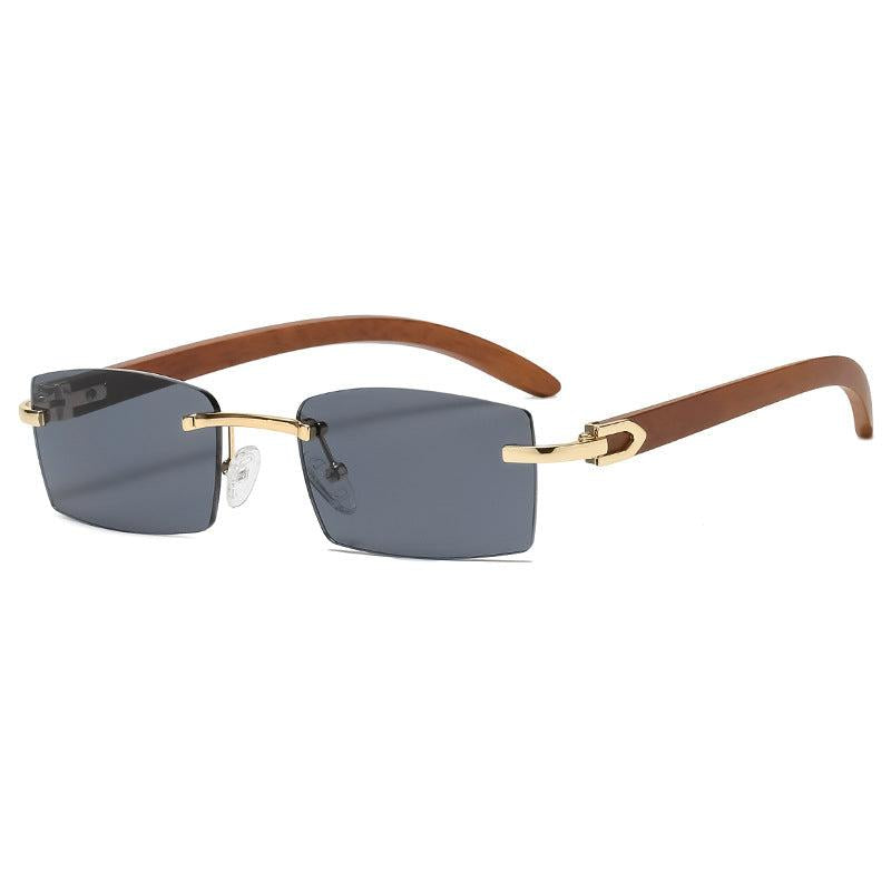 Men's Rimless Ocean Piece Clear Sunglasses with Diamond Trim