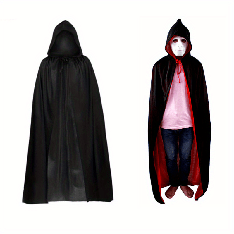 2Pcs Long Witch Hooded Cloak for Halloween Costumes Masquerade Parties