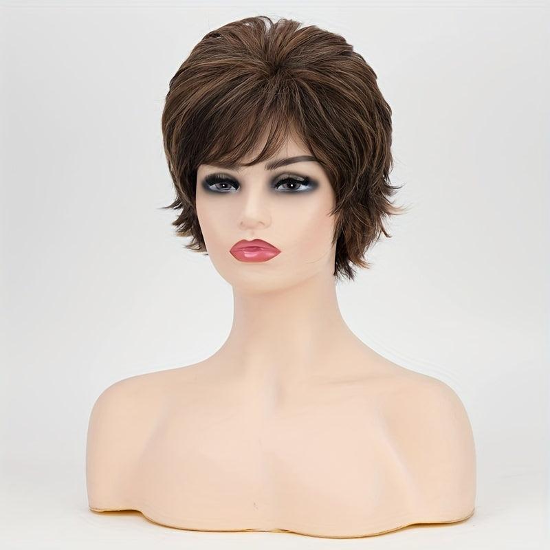 3 Colors Short Curly Wig With Bangs Natural Look Synthetic Wig
