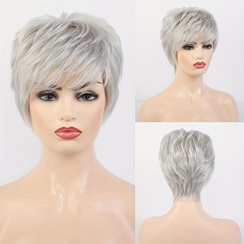 3 Colors Short Curly Wig With Bangs Natural Look Synthetic Wig