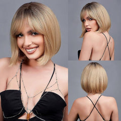 Short Wave Wave Wavy Hair Women's Wig with Bangs