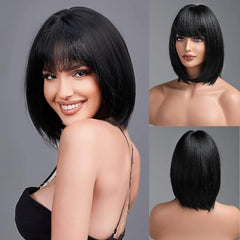 Short Wave Wave Wavy Hair Women's Wig with Bangs