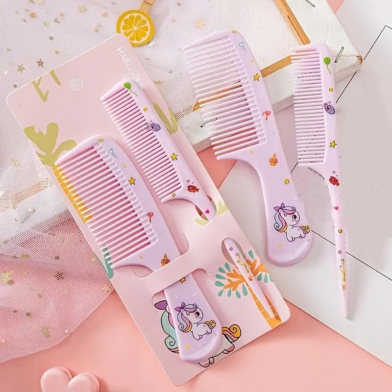 2pcs Girls Portable Hair Comb Set Anti Static Plastic