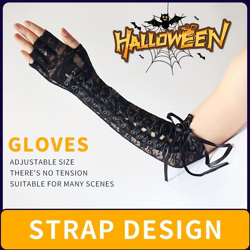 1 Pair Lace Gloves Knitted Gloves Halloween Hip hop Gloves