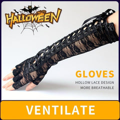 1 Pair Lace Gloves Knitted Gloves Halloween Hip hop Gloves