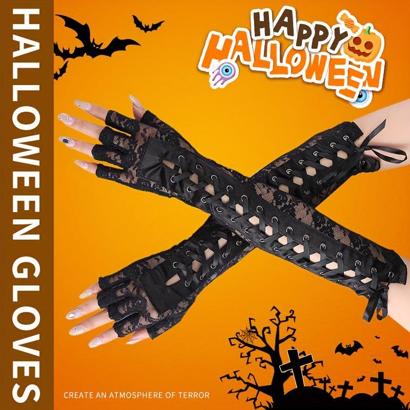 1 Pair Lace Gloves Knitted Gloves Halloween Hip hop Gloves