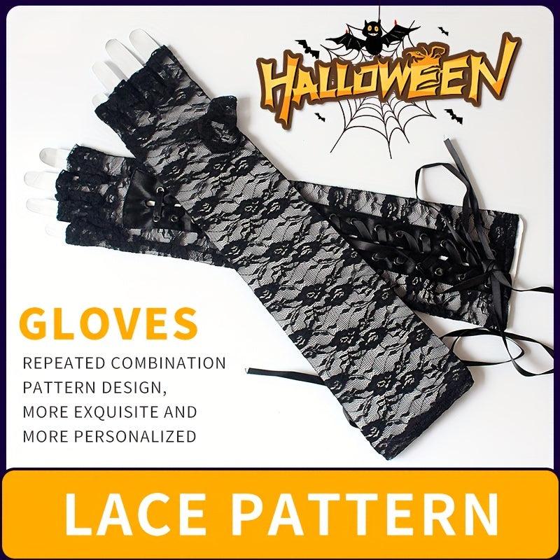 1 Pair Lace Gloves Knitted Gloves Halloween Hip hop Gloves