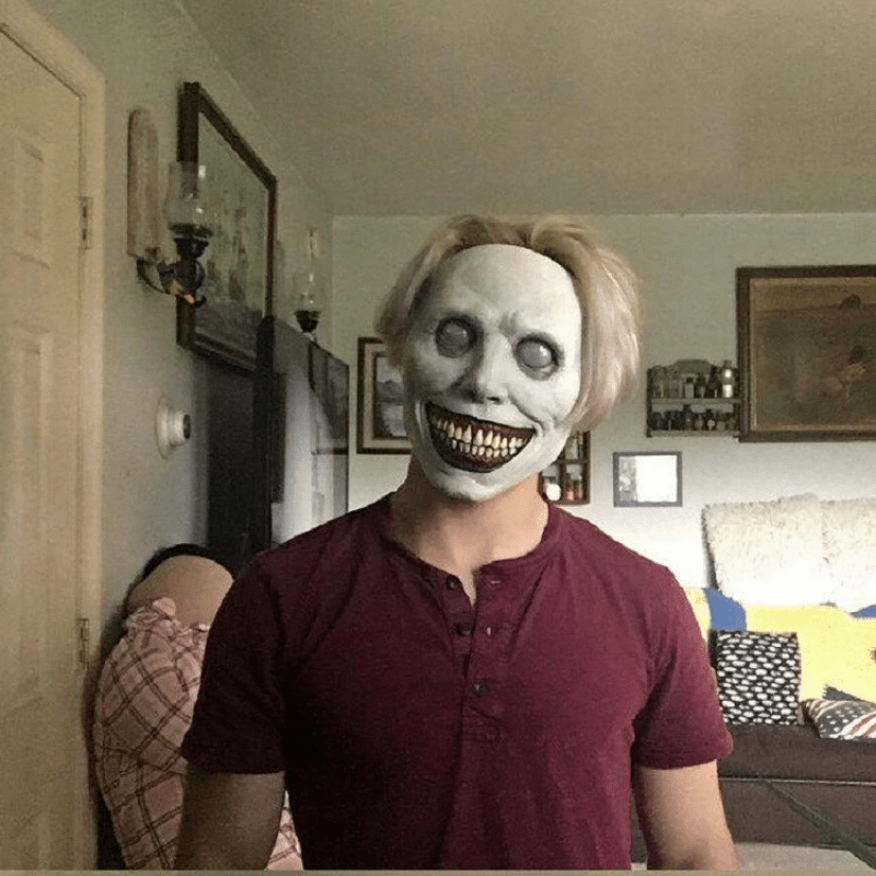 Men's Halloween Mask COS Exorcist Horror Smile Eyes Demon Mask