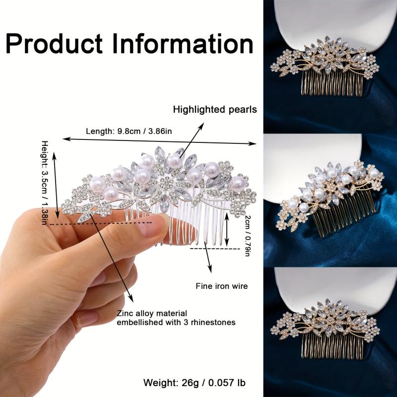 Vintage Crystal Alloy Insert Comb Banquet Wedding Dress Accessories