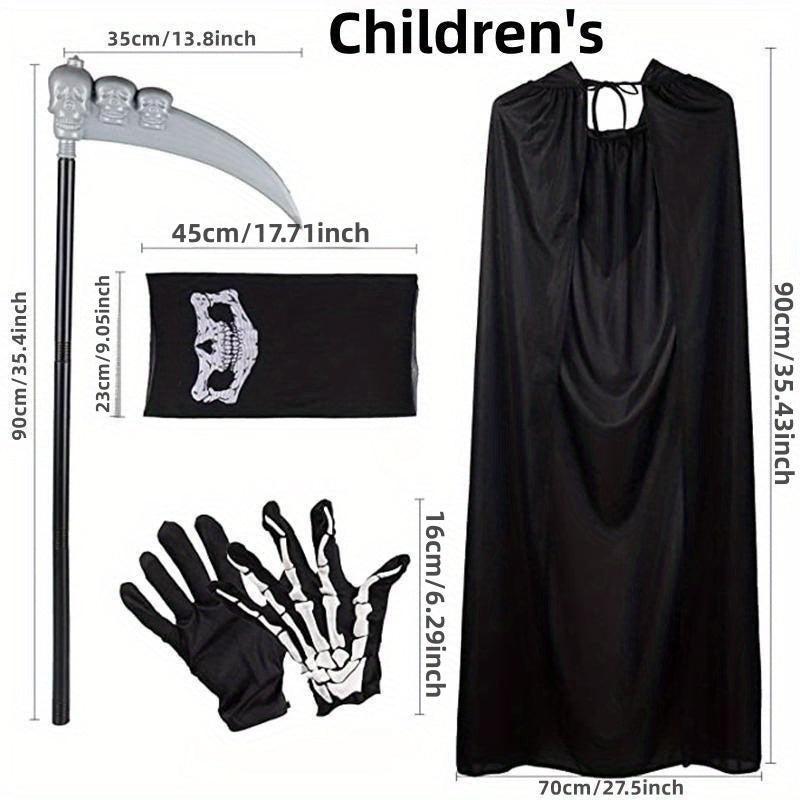 4pcs Halloween Adult Grim Reaper Costume Set