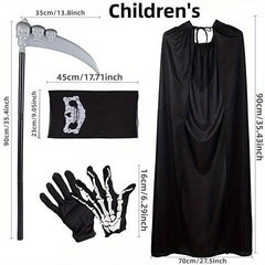 4pcs Halloween Adult Grim Reaper Costume Set