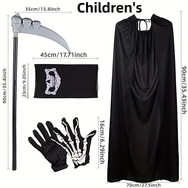 4pcs Halloween Adult Grim Reaper Costume Set