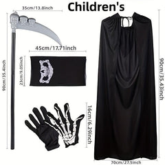 4pcs Halloween Adult Grim Reaper Costume Set