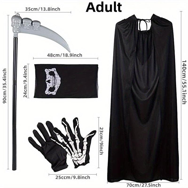 4pcs Halloween Adult Grim Reaper Costume Set