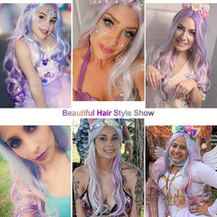 Rainbow Long Curly Wig Heat Resistant Wig For Daily Party Holiday Cosplay Props
