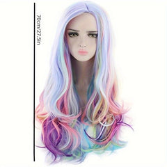 Rainbow Long Curly Wig Heat Resistant Wig For Daily Party Holiday Cosplay Props