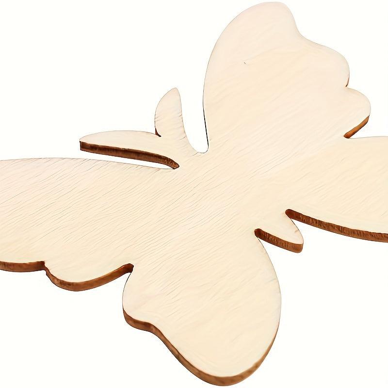 10pcs Unfinished Wooden Butterfly Cutting Craft DIY Wooden Butterfly Slices