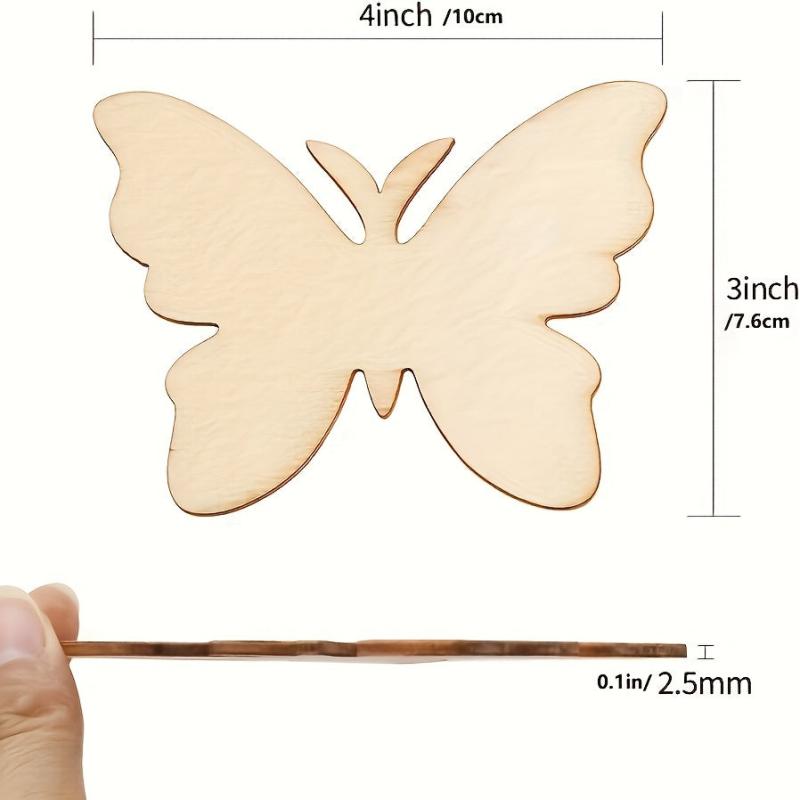 10pcs Unfinished Wooden Butterfly Cutting Craft DIY Wooden Butterfly Slices