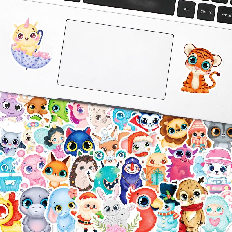 50 Adorable Cartoon Animals Stickers for Education & Fun