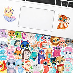 50 Adorable Cartoon Animals Stickers for Education & Fun