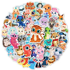 50 Adorable Cartoon Animals Stickers for Education & Fun