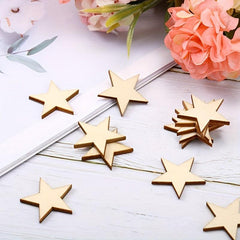 10 Wooden Star Embellishments Unfinished Star Tags DIY Craft