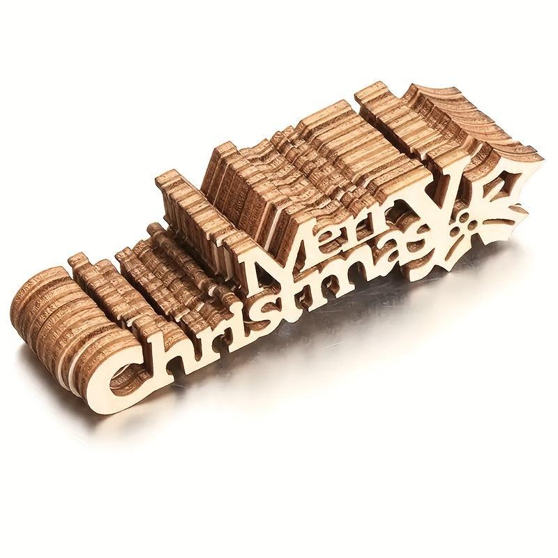 Merry Christmas Ornaments Wooden Letter Xmas Decoration 9x2.3in