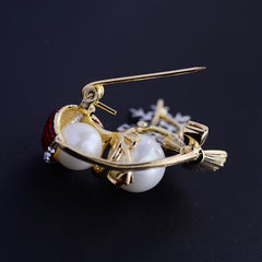 Snowman Rhinestone Brooch Christmas Gift