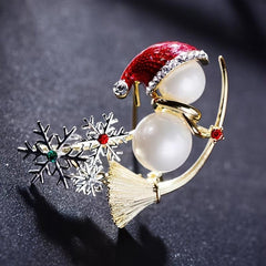Snowman Rhinestone Brooch Christmas Gift