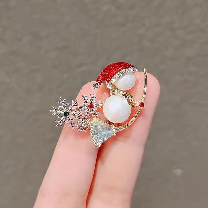 Snowman Rhinestone Brooch Christmas Gift