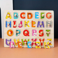 Wooden Peg Puzzles For Kids Montessori Alphabet Number Shape