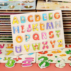 Wooden Peg Puzzles For Kids Montessori Alphabet Number Shape