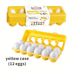 6 or 12 Pcs Matching Eggs with Yellow Holder Easter Egg Decoration