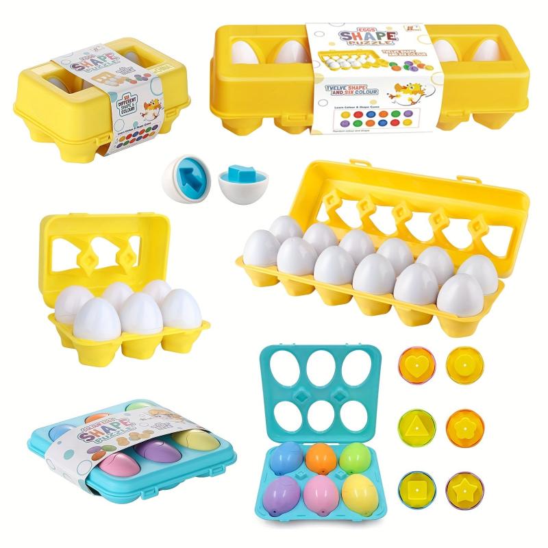6 or 12 Pcs Matching Eggs with Yellow Holder Easter Egg Decoration