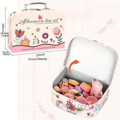 41pcs Simulation Afternoon Tea Snack Toy Girl Pink Tea Set Play House Toy