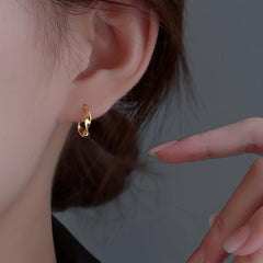 Metal Twisted Earrings Women's Ear Buckles Tiny Hoop Double Ears Earrings
