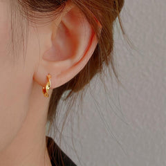 Metal Twisted Earrings Women's Ear Buckles Tiny Hoop Double Ears Earrings