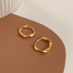 Metal Twisted Earrings Women's Ear Buckles Tiny Hoop Double Ears Earrings
