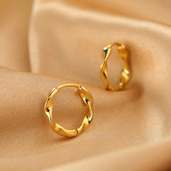 Metal Twisted Earrings Women's Ear Buckles Tiny Hoop Double Ears Earrings