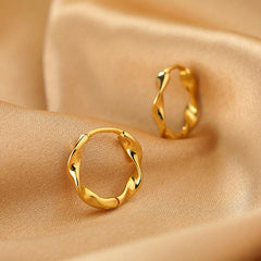 Metal Twisted Earrings Women's Ear Buckles Tiny Hoop Double Ears Earrings