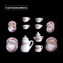 15pcs 1 12 Dollhouse Mini Ceramic Tea Set Teacup
