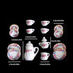 15pcs 1 12 Dollhouse Mini Ceramic Tea Set Teacup