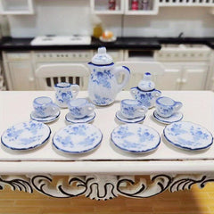 15pcs 1 12 Dollhouse Mini Ceramic Tea Set Teacup