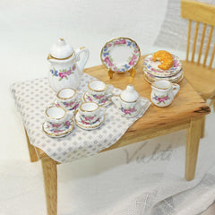 15pcs 1 12 Dollhouse Mini Ceramic Tea Set Teacup