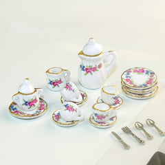 15pcs 1 12 Dollhouse Mini Ceramic Tea Set Teacup